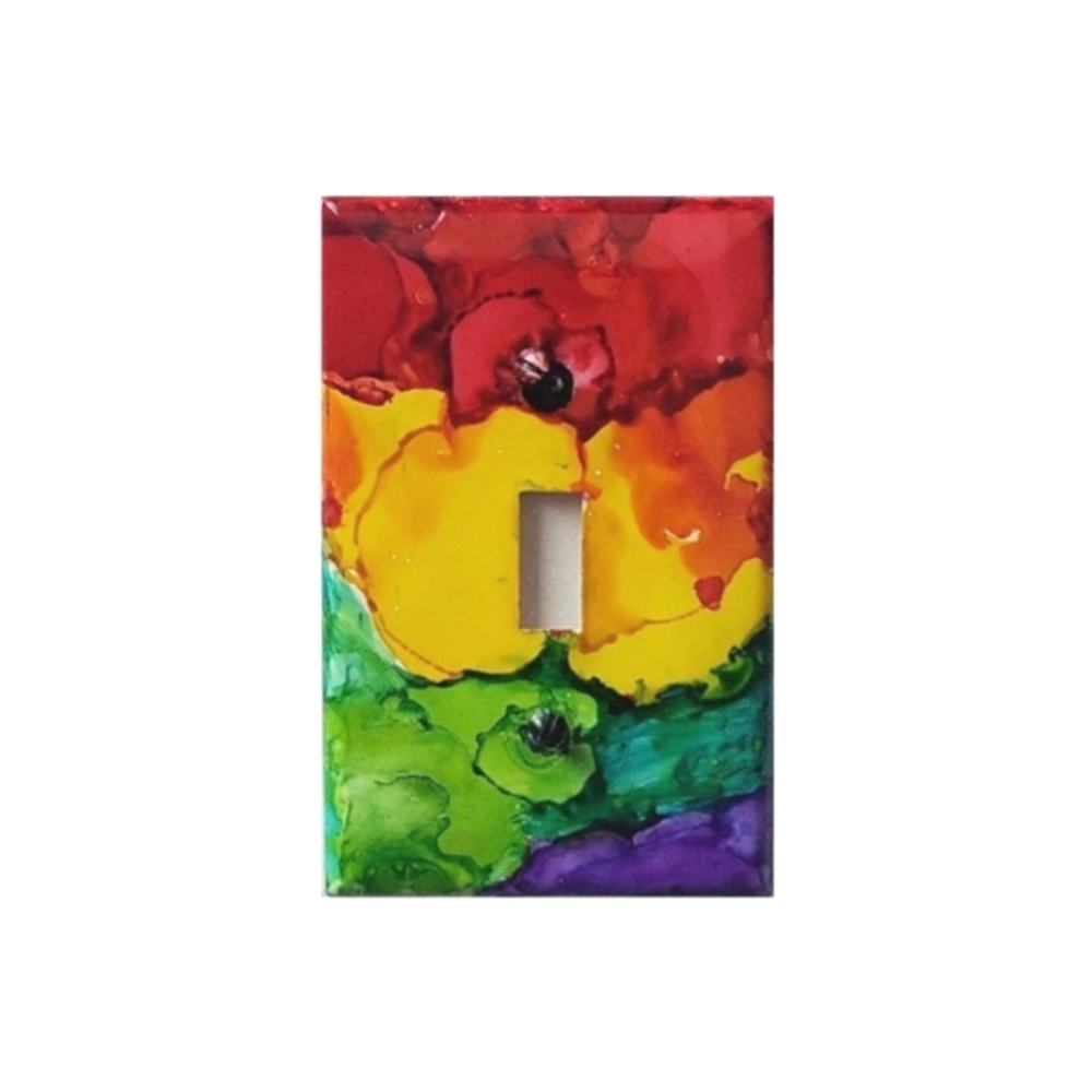 Hand Crafted Abstract Design Single Toggle Light Switch Plate